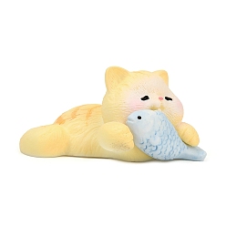 Желтый Украшение в форме кошки из смолы, украшения для рабочего стола для автомобиля, домашнего офиса, желтые, 26.5x41.5x19.5 мм