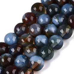 Kornblumenblau Stränge aus Imitations-Glasperlen, Runde, Kornblumenblau, 7.5~8.5 mm, Bohrung: 0.7~0.8 mm, ca. 42~54 Stk. / Strang, 11.81~15.55 Zoll (30~39.5 cm)