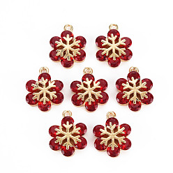 Сиамский Стойки обшивки латунные подвески, со стразами, долговечный, без кадмия и без свинца, снежинка, Сиам, 15.5x11.5x4 мм, отверстие : 1.4 мм