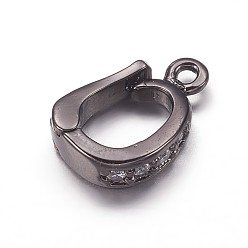 Черный Цвет Металла Латунь кубического циркония, подвеска навесная навесная, с петлей, металлический черный , 10.5x7x3 мм, отверстие : 1 мм