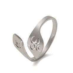 Нержавеющая Сталь Цвет Не тускнеет 304 открытые манжетные кольца из нержавеющей стали, украшения для женщин, лист, цвет нержавеющей стали, размер США 8 1/2 (18.5 мм)