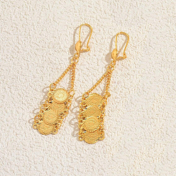 Настоящее золото 18K Латунные плоские круглые серьги-кольца, реальный 18 k позолоченный, 70x15 мм