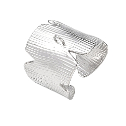 Stainless Steel Color Textured Bark 304 Stainless Steel Cuff Rings Components, with Loop, Stainless Steel Color, 22mm, Hole: 3x2mm, 19mm