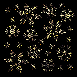 Goldenrod Snowflake Pattern Hotfix Rhinestones, Glass Rhinestone Decoration, Christmas, Goldenrod, 215x150x1mm
