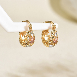 Звезда Латунные полые серьги-кольца, золотые, звезда, 21.5x18 мм