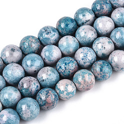 Светло-Голубой Окрашенные нити синтетических окаменелостей, круглые, Небесно-голубой, 8~8.5x8 мм, отверстие : 1 мм, около 50 шт / нитка, 15.94'' (40.5 см)