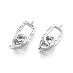 Real Platinum Plated Brass Fold Over Clasps, Cadmium Free & Nickel Free & Lead Free, Rectangle, Real Platinum Plated, Clasp: 14x11.5x3.7mm, Hole: 1.5mm, Rectangle: 20.5x11.5x3mm, Hole: 1.5mm