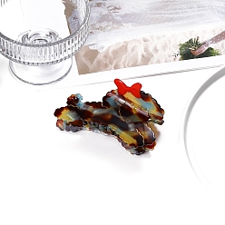 Кокосово-Коричневый Заколки для волос с когтями из ацетата целлюлозы (смола), собака с бантом, кокосового коричневый, 105 мм