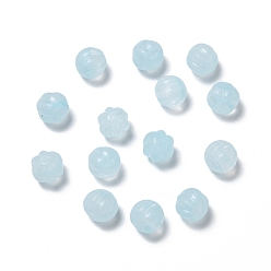 Licht Himmel blau Tschechische Glasperlen, mit Goldwäsche, Kürbis / runde Melone, Licht Himmel blau, 8 mm, Loch: 0.8 mm, ca. 140 Stk. / Beutel, 95~100 g / Beutel