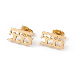 Number Серьги с цифрами, 304 серьги-гвоздики из нержавеющей стали для женщин, кол. 5, 7x12.5 мм, штифты : 0.7 мм