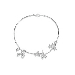 Platinum Alloy Flower Choker Necklaces for Women, Platinum, Inner Diameter: 5.71 inch(14.5cm)
