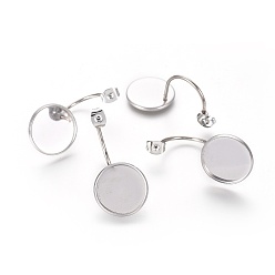 Нержавеющая Сталь Цвет Устойчивы к потускнению 304 ушные гайки из нержавеющей стали, спинки серег-бабочек для серег-почтальонов, плоские круглые кабошоны, цвет нержавеющей стали, лоток : 14 мм, 33x15.5x16 мм, отверстие : 0.8 мм