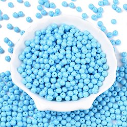 Светло-Голубой Непрозрачная выпечка окрашены стеклянные бусины, круглые, Небесно-голубой, 5.5x4.5~5 мм, отверстие : 1 мм, Около 2500 шт / фунт