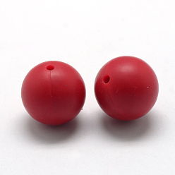 Red Food Grade Eco-Friendly Silicone Beads, Round, Red, 12mm, Hole: 2mm