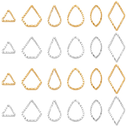 Золотой & Серебряный Ahademaker 120шт 12 стиль латунные соединительные кольца, долговечный, без кадмия и без свинца, конский глаз, ромб, капля, треугольник, ромб, золотой и серебряный, 5~10x5~8x1 мм, внутренний диаметр: 3~8.5x3.5~7 мм, 10 шт / стиль