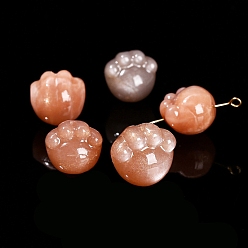 Paw Print Бусины из натурального персикового лунного камня, отпечаток лапы, 14x18 мм