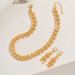 Золотой Винтажные железные многослойные ожерелья и серьги для женщин, золотые, ожерелья: 17.52 дюйм (44.5 см)