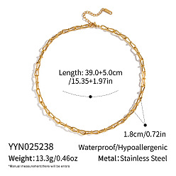 Real 18K Gold Plated 304 Stainless Steel Bowknot Link Chain Necklaces for Women, Real 18K Gold Plated, 15.35 inch(39cm)