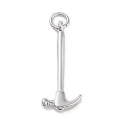 Платина Стойки обшивки латунные подвески, с прыжковых колец, долговечный, без свинца и без кадмия, молоток очарование, платина, 23.5x10x2 мм, отверстие : 3 мм