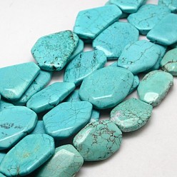 Бледно-бирюзовый Натуральный магнезит самородки бусины нити, окрашенная и подогревом, бледные бирюзовая, 20~50x22~34x6~10 мм, отверстие : 1 мм, Около 60~72 шт / 1000 г