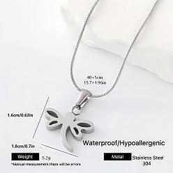 Dragonfly 304 Stainless Steel Pendant Necklaces for Women, Stainless Steel Color, Tarnish Free, Dragonfly, 15.75 inch(40cm)