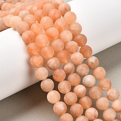 Легкий Лосось Натуральный белый нефритовый шарик нити, окрашенные, матовые, круглые, светлый померанцевый, 8~9 мм, отверстие : 1 мм, около 46~48 шт / нитка, 14.9 дюйм