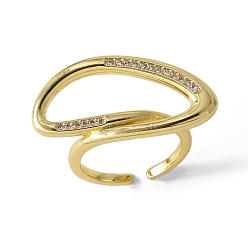 Золотой Овальные открытые манжеты из латуни с микропаве и фианитами, золотые, внутренний диаметр: регулируемый