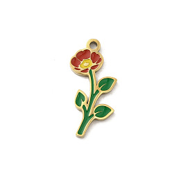 Цветок 304 нержавеющей стальной эмали подвески, ионное покрытие (ip), золотые, цветок, 17x8x1 мм, отверстие : 1.2 мм