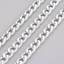 Silver Aluminum Twisted Chains Curb Chains, Unwelded, Silver, 7x4x1.5mm