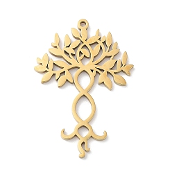 Tree of Life 304 подвески из нержавеющей стали, лазерная резка, золотые, древо жизни, 36.5x25x1 мм, отверстие : 1.5 мм
