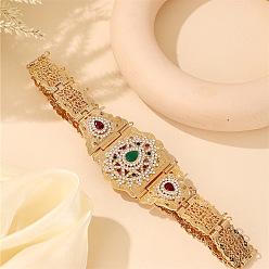 Изумруд Свадебное платье невесты в марокканском стиле в форме капли, украшенное стразами, цепочки для ремня., золотые, изумруд, 1060 мм