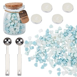 (52) Непрозрачная лаванда Наборы частиц сургуча для печати в стиле ретро, с ложкой из нержавеющей стали, свеча, стеклянная банка, разноцветные, 7.3x8.6x5 мм, около 110~120 шт / упаковка, 2 мешки