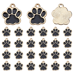 Черный 120 шт. Подвески из сплава эмали, без кадмия и без свинца, собака отпечатки лап, чёрные, 17.5x16x1.5 мм, отверстие : 2 мм