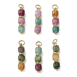 Турмалин Подвески из натурального разноцветного турмалина, Граненые кубические подвески из бисера с латунными петлями., золотые, 22x5x5 мм, Перейти кольцо: 5x0.8 мм, внутренний диаметр: 3.5 мм