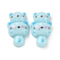 Небесно-голубой Кабошоны из смолы, кошка, голубой, 29.5x17.5x8 мм
