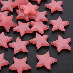 Лосось Имитации акриловых шариков желе, звезда, salmon, 20.5x22x5 мм, отверстие : 1.8 мм, Около 500 шт / 500 г