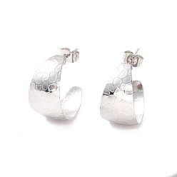 Нержавеющая Сталь Цвет Не тускнеющие 304 массивные серьги-гвоздики в форме буквы С из нержавеющей стали, полукруглые серьги для женщин, цвет нержавеющей стали, 21x12x0.5 мм, штифты : 0.7 мм