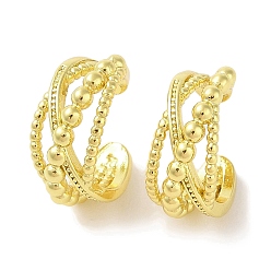 Настоящее золото 18K Латунные серьги-каффы для женщин, реальный 18 k позолоченный, 13x7 мм