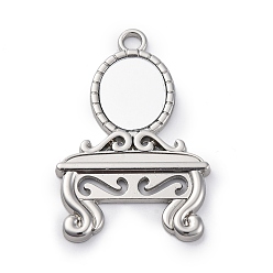 Платина Подвески из стеклянного зеркала, костюмер, со сплавочной фурнитурой, платина, 49.5x32.5x3 мм, отверстие : 3.5 мм