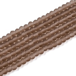 Коричневый Прозрачные стеклянные бусины, граненые, матовые, рондель, кофе, 2.9~3.3 мм, отверстие : 1 мм, около 135~140 шт / нитка, 32~34 см