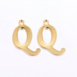 Letter Q 201 подвески из нержавеющей стали, буквы, золотые, letter.q, 17x13x1 мм, отверстие : 1 мм