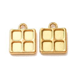 Real 18K Gold Plated 304 Stainless Steel Pendants, Square Charms, Ion Plating(IP), Long-Lasting Plated, Real 18K Gold Plated, 13x10.5x2mm, Hole: 1.5mm
