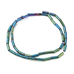 (966) Внутренний цвет Кристалл / Лиловато-лиловый на подкладке Гальванические бусины из натуральной лавы, колонка, с покрытием цвета радуги, 9x3 мм, отверстие : 1 мм, около 43 шт / нитка, 15.75'' (40 см)