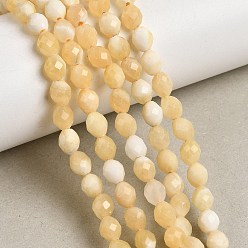 Желтый Нефрит Естественный желтый нефрит бисер нитей, граненые, рис, 6~6.5x5~6 мм, отверстие : 1.2 мм, около 58~62 шт / нитка, 14.57''~14.76'' (37~37.5 см)