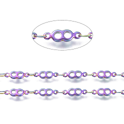 Rainbow Color Ионное покрытие (ip) 304 бесконечные звенья цепи из нержавеющей стали, пайки, с катушкой, Радуга цветов, 10.5x3.2x1.2 мм, около 32.8 футов (10 м) / рулон