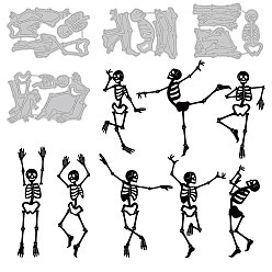 Skull Dia de Muertos режущие штампы из углеродистой стали, трафареты, для diy scrapbooking, Фотоальбом, декоративная бумага для тиснения, цвет нержавеющей стали, Рисунок черепа, 64~71x97~108x0.8 мм, 4 шт / комплект