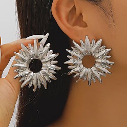 Солнце 304 из нержавеющей стали серьги, платина, солнце, 56 мм