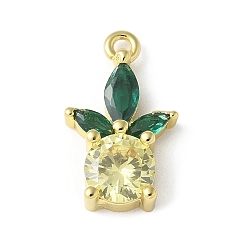 Real 14K Gold Filled Латунные микро проложить кубического циркония подвески, фруктовые прелести, стойки покрытие, долговечный, real 14 k золото заполнено, 16x10x4 мм, отверстие : 1.4 мм