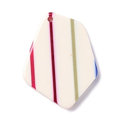 White Stripe Pattern Acrylic Pendants, for Earring Making, Polygon, White, 24.5x19x3mm, Hole: 1.2mm