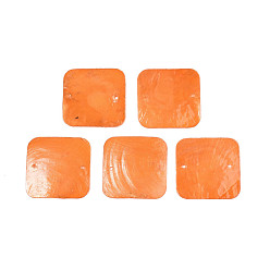 Dark Orchid Spray Painted Capiz Shell Pendants, Square, Dark Orchid, 43x43x1~2mm, Hole: 2mm